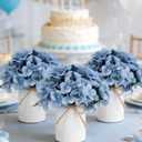 Flower Table Centerpieces - Set of 6 Floral Arrangement Artificial Wedding Hydrangeas Floral Arrangement with Rustic Metal Vase for Bridal Tea Party Event Decorations - Dusty Blue