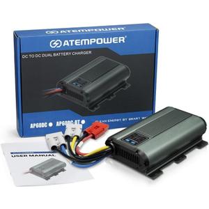 ATEM POWER 60A DC to DC Battery Charger with Anderson Plug Solar Input MPPT for AGM, Gel, Calcium, Lead Acid, LiFePO4 Batteries of 4WDs, RVs, Campers, Trailers Multi-Protection On-Board Charger