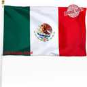 Mexico Mexican Flag 3x5 ft Outdoor, Double Sided 3 Ply Heavy Duty National Flag for MX, 100% Quality Polyester Mexico Mexicana Banner with Brass Grommets 4 Rows Stitches
