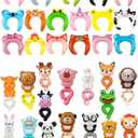 50pcs Assorted Style Cartoon Zoo Animal Inflatable Headbands and 25 Wrist Balloon Wildlife Safari Balloon Hair Hoop Animals Balloons Bracelets for Jungle Theme Birthday Party Favors