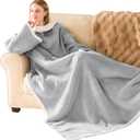 IFNOW Sherpa Wearable Blanket with Sleeves for Women Men Adults, Christmas Birthday Gifts for Women Mom Wife, Cozy Wearable Blanket with Arm and Pocket, Warm Full Body TV Wrap Throw Blanket, Grey