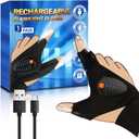 White Elephant Gifts Stocking Stuffers for Men Adults, Rechargeable LED Flashlight Gloves, Cool Gadgets for Dad Him Husband Boyfriend, Waterproof Finger Lights for Fishing Camping