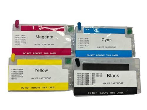 Generic 4 Refillable Empty Cartridges Replacement for HP 952 952XL Officejet 8702 8715 8218 Printers, Black Magenta Cyan Yellow