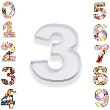 14" Cardboard Number Charcuterie Tray Birthday Anniversares Parties Celebration Supplies Fillable Paper Mache Chocolate Candy Cupcakes (White, 3)