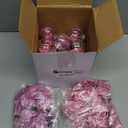 49 Pcs Pink Christmas Tree Decoration Set Include Christmas Tree Topper, 24 Glitter Xmas Flowers 3 Sizes, 24 Pcs 2.36 Inch Xmas Ball Ornaments for Holiday Party Decorations