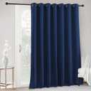 RYB HOME Slider Curtain Bedroom - Privacy Backdrop Curtains for Large Window Room Divider Partition Screen for Home Office Dining Living Room Bedroom Bay Window Sliding Door, W 100 x L 108, Navy Blue