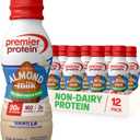Premier Protein Non-Dairy Plant Based Almondmilk Protein Shake, Vanilla, 20g Protein, 5g Sugar, 11.5 Fl oz (12 Pack) (EXP 08/04/26)