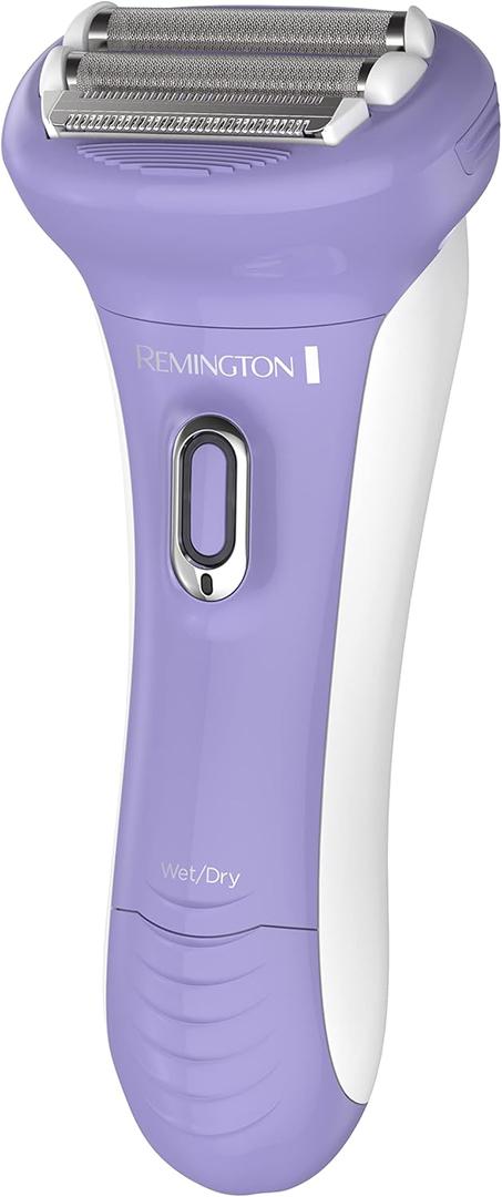 Remington Smooth & Silky Electric Shaver for Women, 4-Blade Smooth Glide Foil Shaver and Bikini Trimmer with Almond Oil Strip, Shave Wet or Dry (Purple)