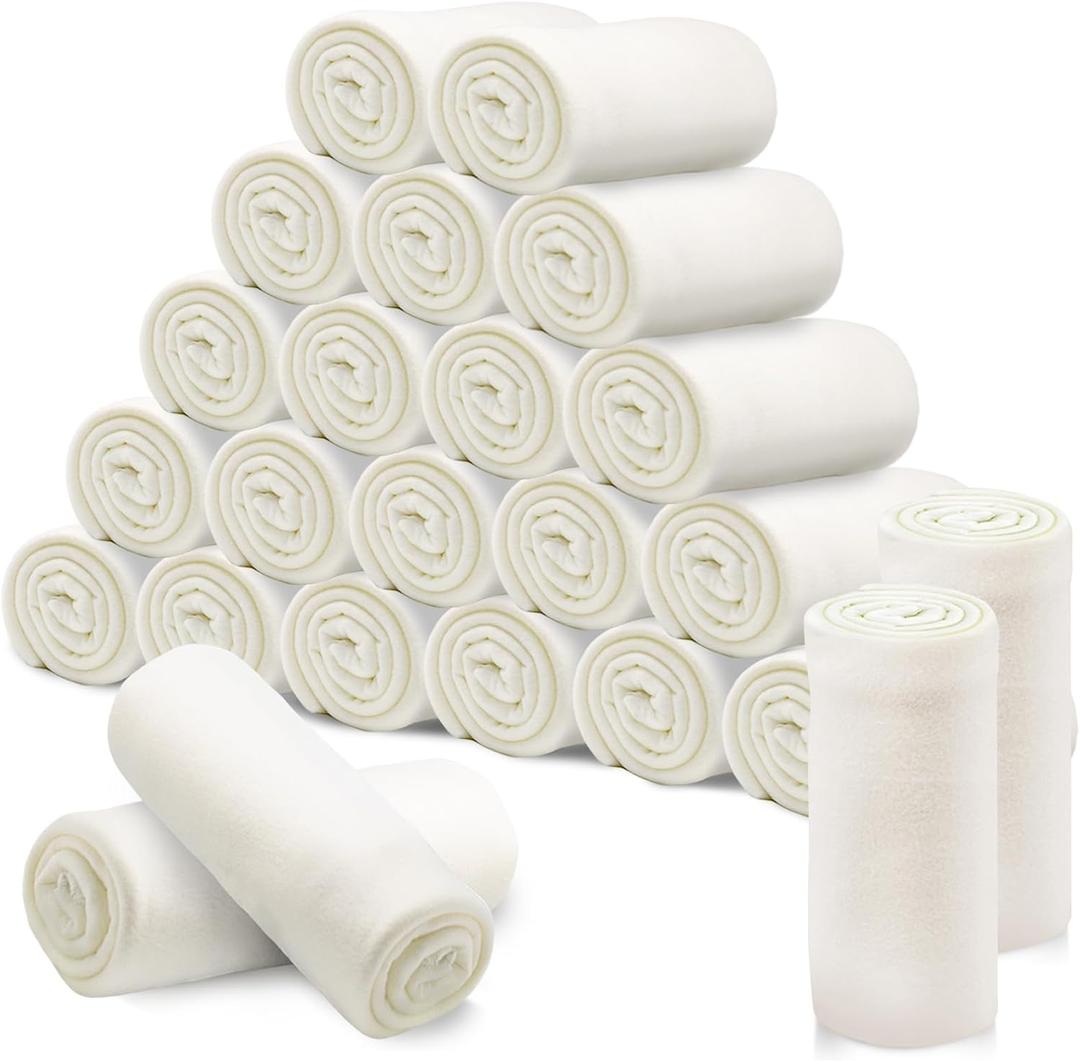 24 Pcs Fleece Blankets Bulk 60 x 50 in, Soft Lightweight Throw Blankets in Bulk Large Cozy Wool Blankets for Wedding Bed Couch Use Gifts & Home, Homeless Men Women (White)
