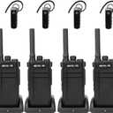 Retevis RB37 Bluetooth Walkie Talkies, Bluetooth Two Way Radio with Wireless Earpiece, Flashlight, 2000 mAh&120h Standby, Type-C, 9-Level VOX&Squelch, for School Hospital Retail Manufacture (4 Pack)