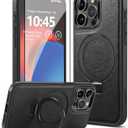 Designed for iPhone 15 Pro Leather Case [Compatible with MagSafe] with Stand, Shockproof Back Slim Protective Phone Case for iPhone 15 Pro (2023) 6.1" (Black)