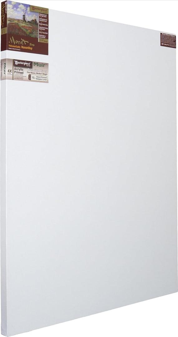 MASTERPIECE Z1MA-4872 Monet Pro 1.5" Deep Muir Belgian Linen 12.0 oz Acrylic Primed Stretched Canvas 48" x 72" White
