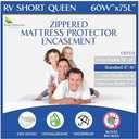 RV Short Queen Mattress Protector (60" Wx75 L) Waterproof Zippered Encasement Hypoallergenic Premium Bed Cover Protects Against Bedbugs Dust Allergies