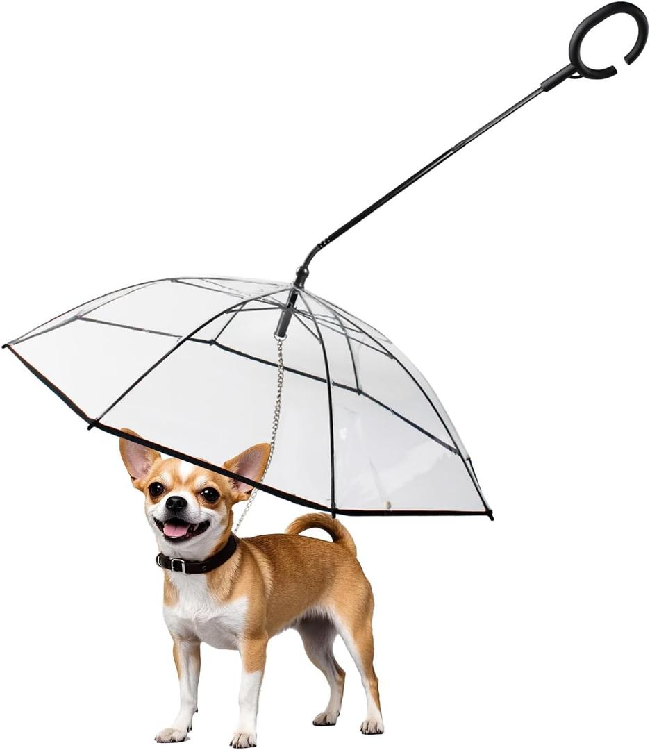 Namsan Dog Umbrella for Small Dogs, Clear Doggie Umbrella Leash Keeps Dogs Dry in Rain Walking, Small Dog Rain Umbrella with Metal Leash, Self-Assembly (Gen-2A)