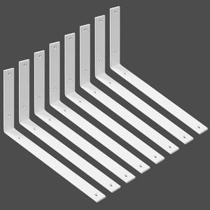 WINKER Shelf Bracket 8 Pack 14" Lx8 Hx1.5 W 5mm Thick Heavy Duty White 14 Inch Metal Iron L Brackets for Wall Shelves