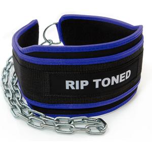 Rip Toned Dip Belt  Weight Lifting Belt with 36" Steel Chain for Dips, Chin Ups & Pullups Heavy Duty | Comfortable Fit | Supports Progressive Overload for Strength & Muscle Gains (Blue)