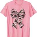 Pink Camouflage Old Camo Bow Camo Coquette Bow Hunting Women T-Shirt, Large
