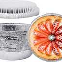 8'' Inch Round Tin Foil Pans Disposable Aluminum Pans with Clear Lids (30 Pack), Freezer & Oven Safe - For Baking, Cooking, Storage, Roasting, & Reheating, Recyclable, Pack of 30