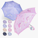 Kids Umbrella for Girls and Boys Age 3-10, Toddler Umbrella with Larger 35" Arc Perfect Size, Windproof and UV/Sun Protection, with Easy-Grip Hook Handle, Rainbow Pink 