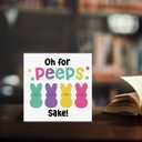 2 x HTBIG Funny Easter Bunny Decor Desk Decor Wooden Box Sign Easter Decorations Gift Wood Block Plaque Box Sign for Home Farmhouse Kitchen Bathroom Shelf Table Decoration Oh for Peeps Shake