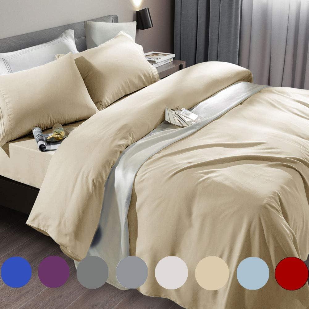 SONORO KATE Bed Sheet Set Super Soft Microfiber 1800 Thread Count Luxury Egyptian Sheets Fit 18-24 Inch Deep Pocket Mattress Wrinkle-6 Piece (Sage, King)