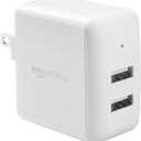Amazon Basics 24W Dual Port USB-A Wall Charger, Fast Portable (12W, 2.4A Per Port), Multiple Device Compatible for Phones (iPhone 16/15/14/13/12/11/X, Samsung, and More), Non-PPS, White