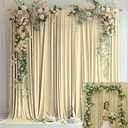 10x10FT Beige Curtains for Parties Beige Wrinkle Free Backdrop Panels for Parties Cream Fabric Curtain Backdrop Wedding Decorations 5x10ft, 2 Panel KUNS069