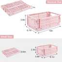 Plastic Baskets for Desk Organizing, Drawer Organizer, 2 Medium+2 Small Durable Folding Storage Crate for Home Kitchen Classroom Office Bedroom and Bathroom (Pink)