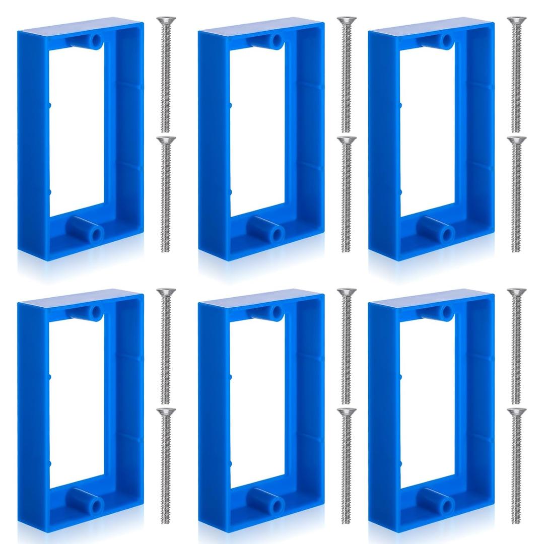 6Pcs 1/2" Single Gang Outlet Box Extender Electrical Box Extender with 20Pcs Screws, Receptacle Extender 1 Gang Electrical Box for Electrical Box and Electrical Outlet Switches(Blue)