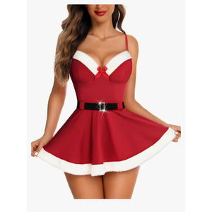 RSLOVE Christmas Lingerie for Women Sexy Santa Lingerie Set Babydoll Chemise Sleepwear(Size M)