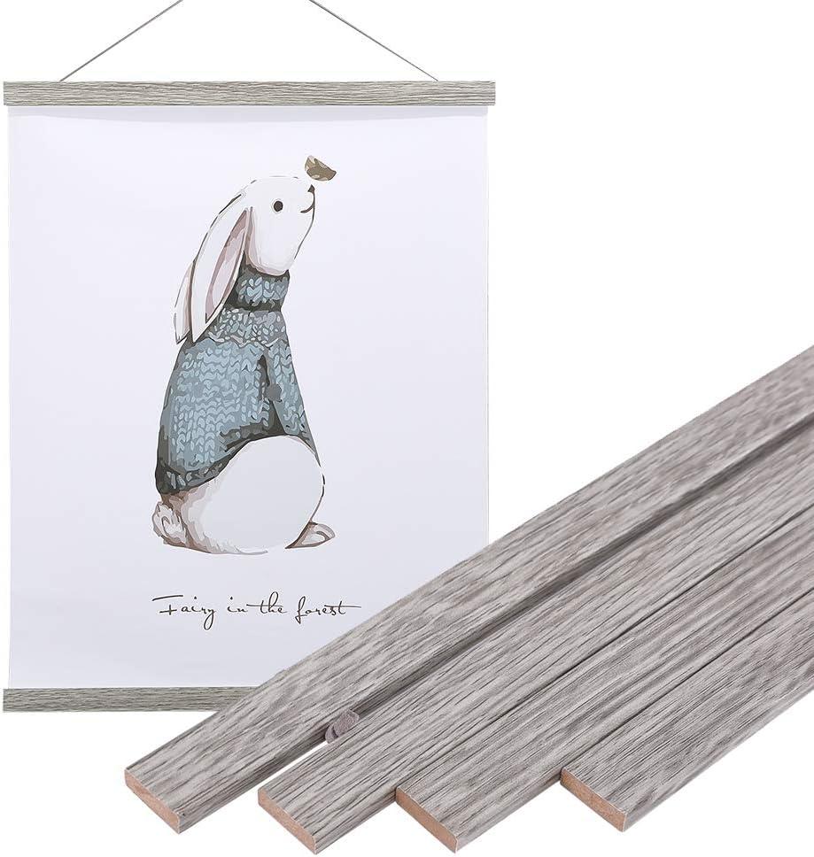Artmag Magnetic Poster Hanger Frame, 30x40 30x20 30x24 Light Wood Wooden Magnet Canvas Artwork Print Poster Hangers Frames Hanging Kit (Grey, 30")