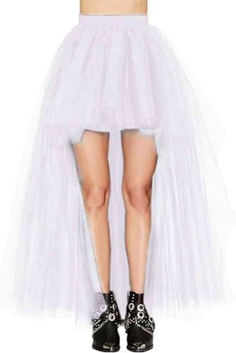 Women's Hi-Lo Tutu Tulle Bustle Skirt Petticoat Festival Party Maxi Skirt Wedding Evening Prom Dovetail Skirt, Size M
