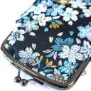 Japanese Kimono Gold Brocade Coin Purse Change Purse Wallets Pouch (Sakura NAVY)