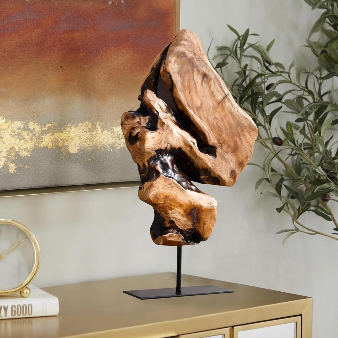 WELLAND Irregular Cedar Wood Sculpture 8.75" W x 1.75" D x 17.75" H Natural Edge Tabletop Statues, Handmade Ornaments, Dcor for Living Room, Home Office, Bedroom