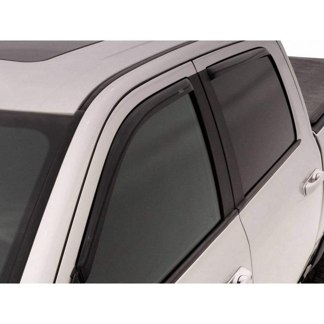 Auto Ventshade [AVS] In-Channel Rain Guards For 2005 - 2020 Nissan Frontier; 2005 - 2022 Nissan Navara, CREW CAB ONLY | Window Vent Visors, 4 pcs. - Smoke | 194407