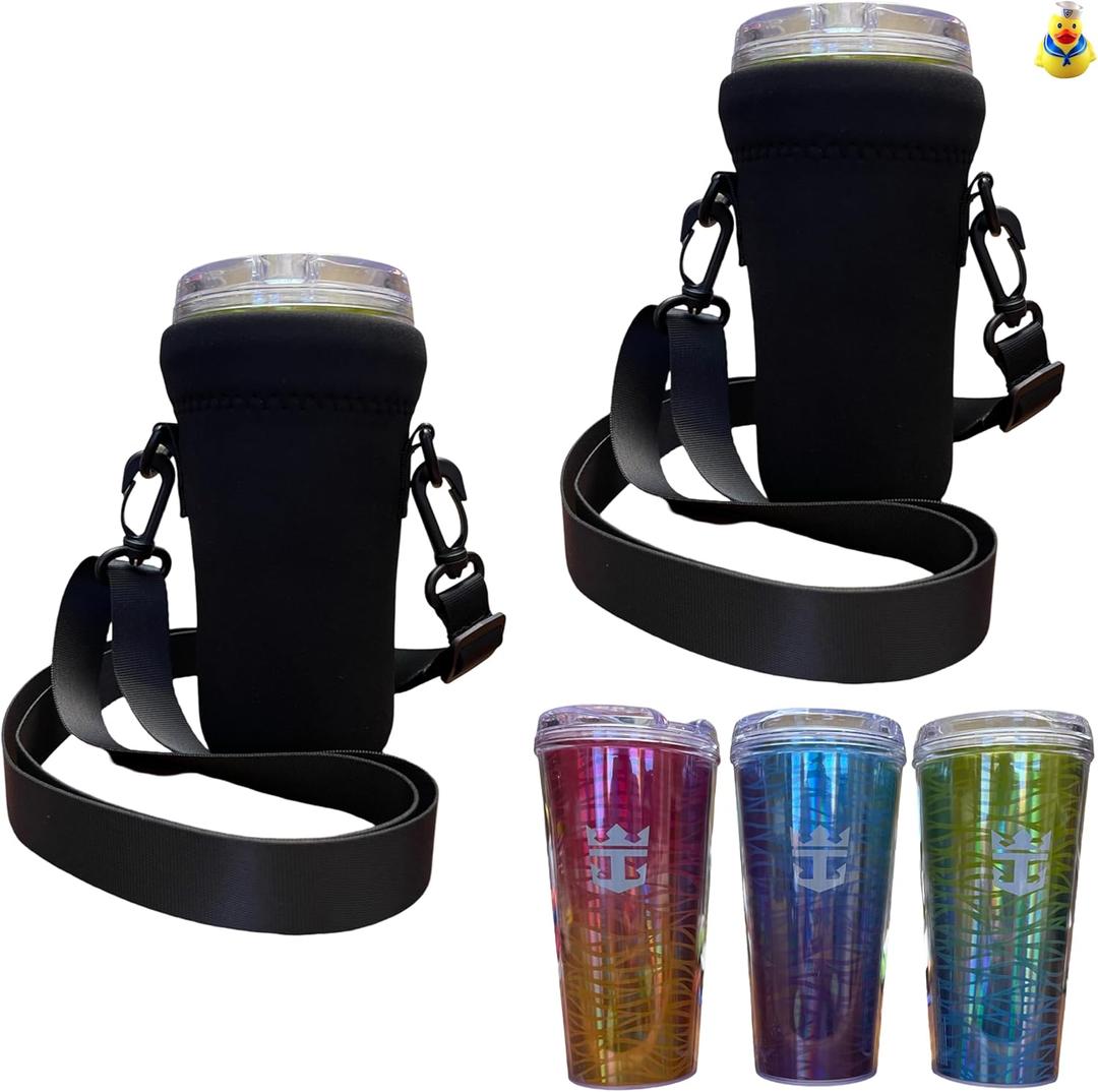 Royal Caribbean Cruise Essentials 2024 - Pack of 2 Cup Sling (Black)