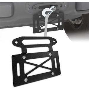 Winch License Plate Frame Compatible with 10" Hawse Fairlead, Universal Front License Bracket Holder Relocation, Bumper Winch Mount Roller, Fit for Most Pickup Trucks, Off-Road Cars and SUVs (Medium)