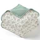 lulumoon Baby Muslin Blanket Neutral: Skin-Friendly Leaf Toddler Blanket - Ideal for Stroller 47" 47" (Green Branches)