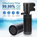 Aquarium Filter for 100-180 Gallons,3 in1 Adjustable Ultra-Quiet Fish Tank Filters,528GPH Powerful Pump Submersible Aquarium with Filtration Water Circulation, Air Supply
