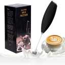 YUEWO Cordless Electric Milk Frother - Handheld Battery-Powered Foam Maker for Coffee, Latte, Hot Chocolate | 15s Quick Frothing, Detachable & Quiet, with Stainless Steel Stand (Black)