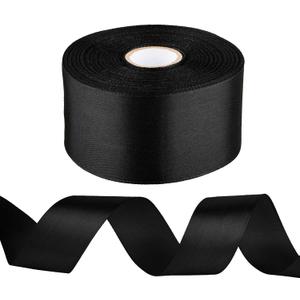 1-1/2 inch Black Ribbon for Gift Wrapping, Satin Fabric Ribbon for Crafts, Christmas Tree, Valentines, Bows Bouquet, Floral, Hair Birthday Decoration 25 Yards