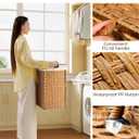 Greenstell Laundry Hamper with lid, No Install Needed, 110L Wicker Laundry Baskets Foldable 2 Removable Liner Bags, 2 Section Clothes Hamper Handwoven Rattan Laundry Basket with Handles, Natural