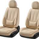 Coverado Seat Covers, Car Seat Covers Front Seats, Beige Car Seat Cover, Car Seat Protector Waterproof, Car Seat Cushion Nappa Leather, Seat Covers Carseat Cover Universal Fit for Most Cars