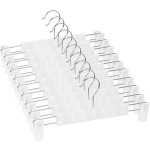 Lamitocs 10 Pack Skirt Hangers, Pants Hangers with Clips360 Swivel Hooks, Space Saving Hangersfor Pants, Skirts, Clothes, Jeans Translucent