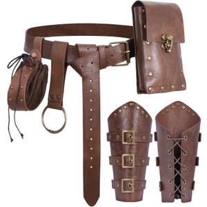 Renaissance Belt Pouch Set Medieval Pirate Ren Faire Accessories, Standard size