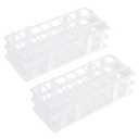PATIKIL 24 Holes Test Tube Rack, 2Pcs 25mm Square Hole Plastic Detachable Test Tube Holder Stand Suitable for Less Than 25mm Dia Tube for Laboratory Scientific Experiments, White