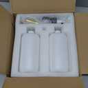 Glass Soap Dispenser for Kitchen, Farmhouse Kitchen Dish Soap Dispenser&Hand Soap Dispenser Set, Rustproof Pump Soap Lotion Dispenser Bathroom with Tray, Waterproof Label for Decor(White (White Bottle + Gold Pump + Black Pump)