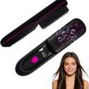 Go Brush Pro 2026, Portable Straightener Brushs for Travel, with LCD Temperature Display, Fast Heating Cordless Mini Hair Brushs (Black)