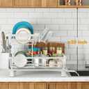 Dish Drying Rack, 2 Tier Dish Racks for Kitchen Counter, Compact Dish Drainer Rack, Detachable Dish Rack with Drainboard, Utensil Holder, Cup Holder for Small Space - White