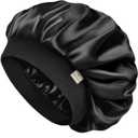 YANIBEST Silk Bonnet for Men Women Hair Bonnet for Sleeping Double Layer Satin Bonnet for Natural Curly Hair Unisex Sleep Cap (Black)
